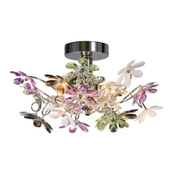Deckenleuchte Chrom mit bunten Kunststoffblumen 38cm - Fiore