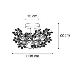 Deckenleuchte Chrom mit bunten Kunststoffblumen 38cm - Fiore