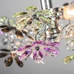 Deckenleuchte Chrom mit bunten Kunststoffblumen 38cm - Fiore