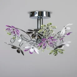 Deckenleuchte Chrom mit bunten Kunststoffblumen 38cm - Fiore