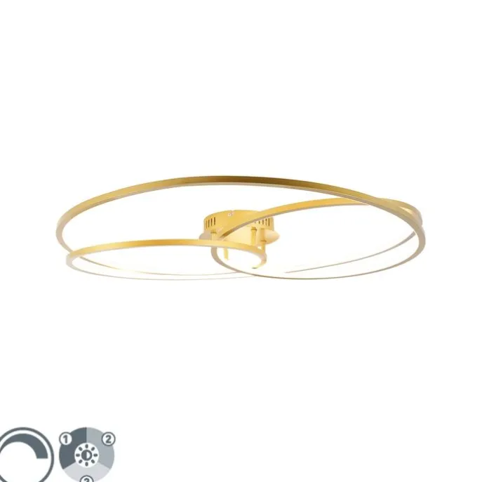 Deckenleuchte Gold 78 cm inkl. LED 3 Stufen dimmbar - Rowin
