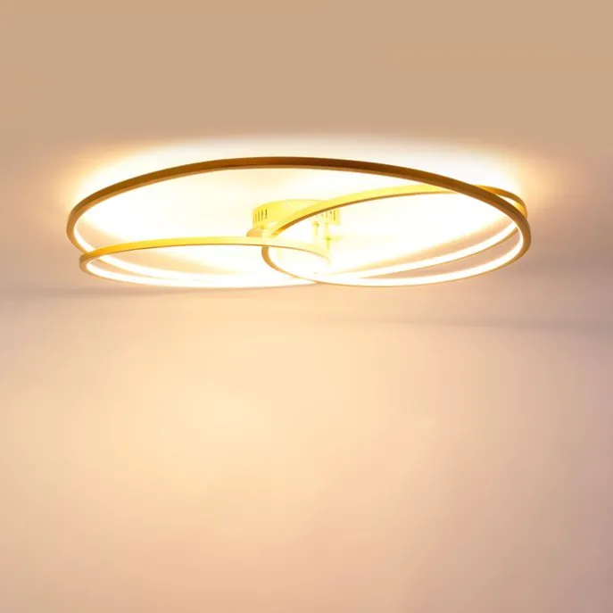 Deckenleuchte Gold 78 cm inkl. LED 3 Stufen dimmbar - Rowin