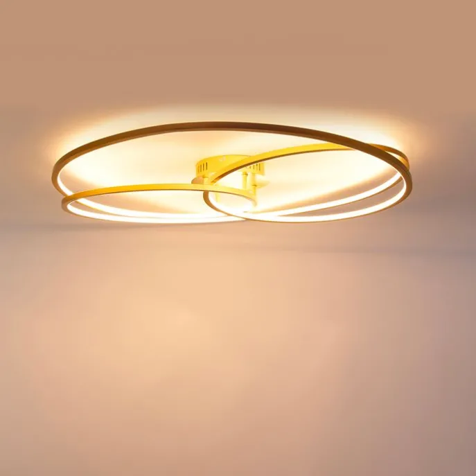 Deckenleuchte Gold 78 cm inkl. LED 3 Stufen dimmbar - Rowin