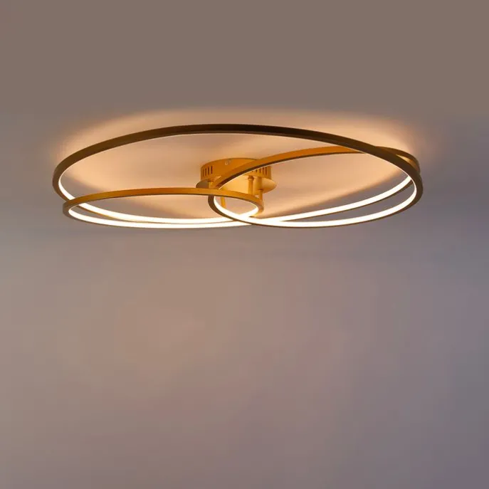 Deckenleuchte Gold 78 cm inkl. LED 3 Stufen dimmbar - Rowin