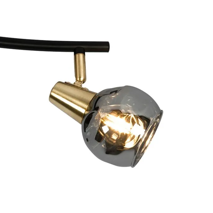 Deckenleuchte gold 45 cm mit Rauchglas 3-flammig - Vidro