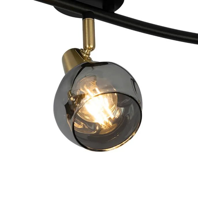 Deckenleuchte gold 45 cm mit Rauchglas 3-flammig - Vidro