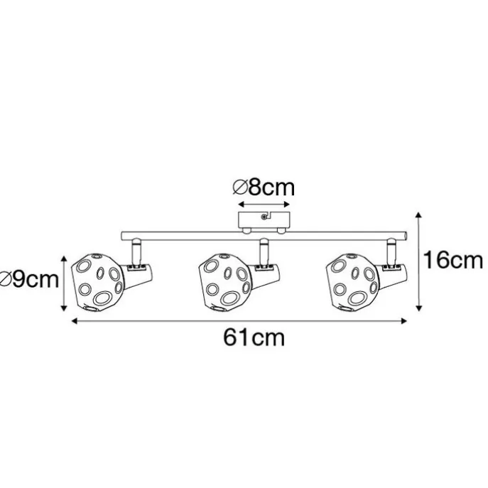 Deckenleuchte gold 45 cm mit Rauchglas 3-flammig - Vidro