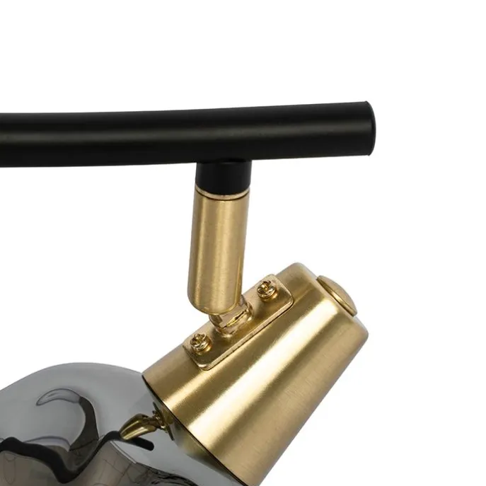 Deckenleuchte gold 45 cm mit Rauchglas 3-flammig - Vidro