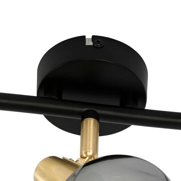 Deckenleuchte gold 45 cm mit Rauchglas 3-flammig - Vidro