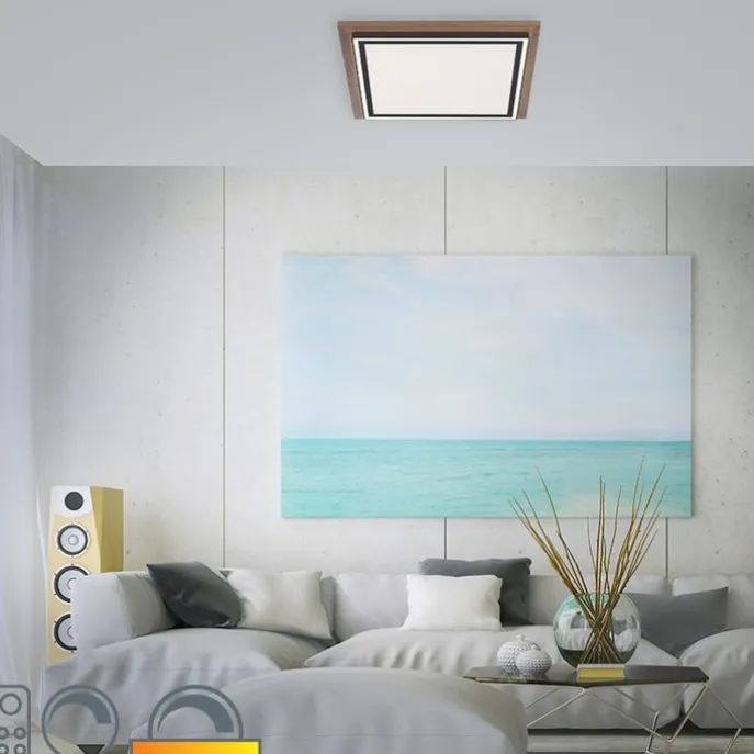 Deckenleuchte Holz quadratisch inkl. LED mit Fernbedienung - Ajdin