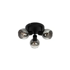Deckenleuchte schwarz 35 cm mit Rauchglas 3-Licht - Vidro