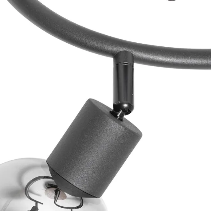 Deckenleuchte schwarz 44,5 cm mit Rauchglas und Holz 3-flammig - Vidro