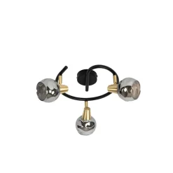 Deckenleuchte schwarz 44,5 cm mit Rauchglas 3-flammig - Vidro