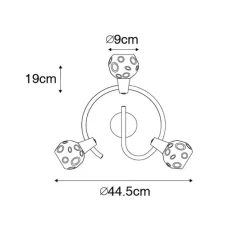 Deckenleuchte schwarz 44,5 cm mit Rauchglas 3-flammig - Vidro