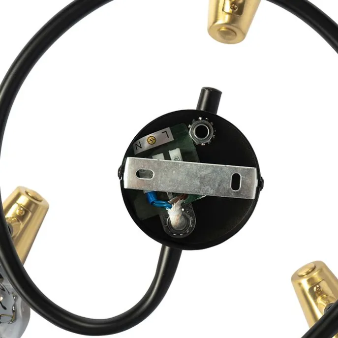 Deckenleuchte schwarz 44,5 cm mit Rauchglas 3-flammig - Vidro