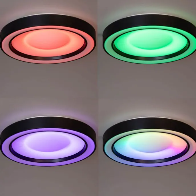 Deckenleuchte Schwarz inkl. dimmbarer RGBW LED mit Fernbedienung - Arco