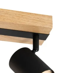 Deckenleuchte schwarz mit Holz 3-flammig verstellbar rechteckig - Jeana