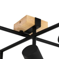 Deckenleuchte schwarz mit Holz 5-flammig verstellbar rechteckig - Jeana