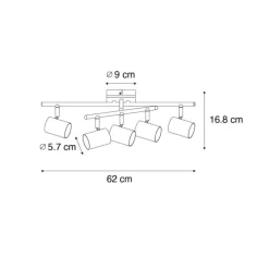 Deckenleuchte schwarz mit Holz 5-flammig verstellbar rechteckig - Jeana