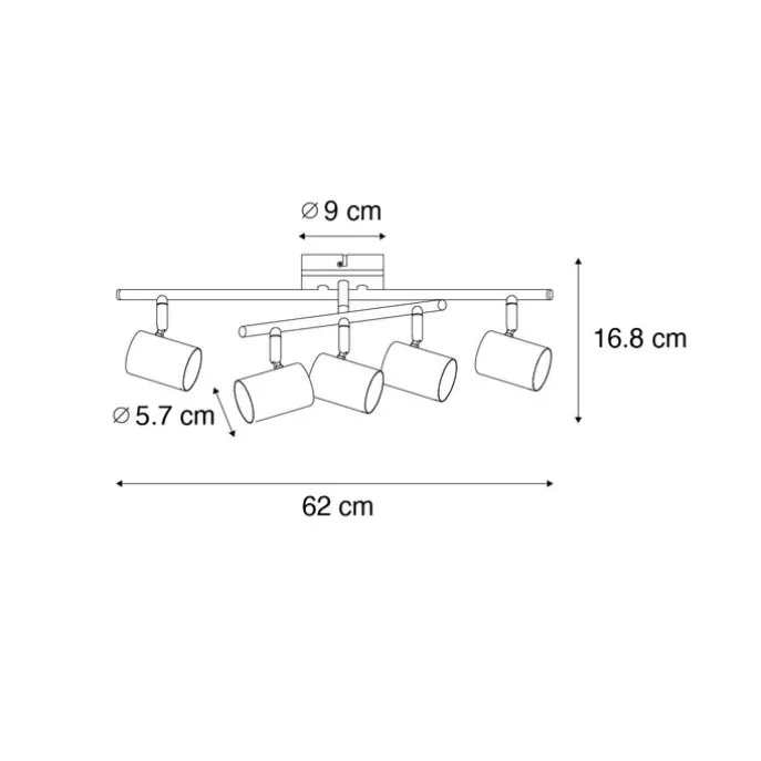 Deckenleuchte schwarz mit Holz 5-flammig verstellbar rechteckig - Jeana