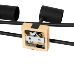 Deckenleuchte schwarz mit Holz 5-flammig verstellbar rechteckig - Jeana