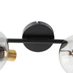 Deckenspot Schwarz / Gold mit Rauchglas 2-flammig - Zuzanna
