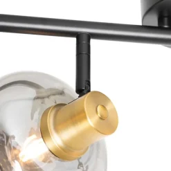 Deckenspot Schwarz mit Gold mit Rauchglas 4-flammig - Zuzanna