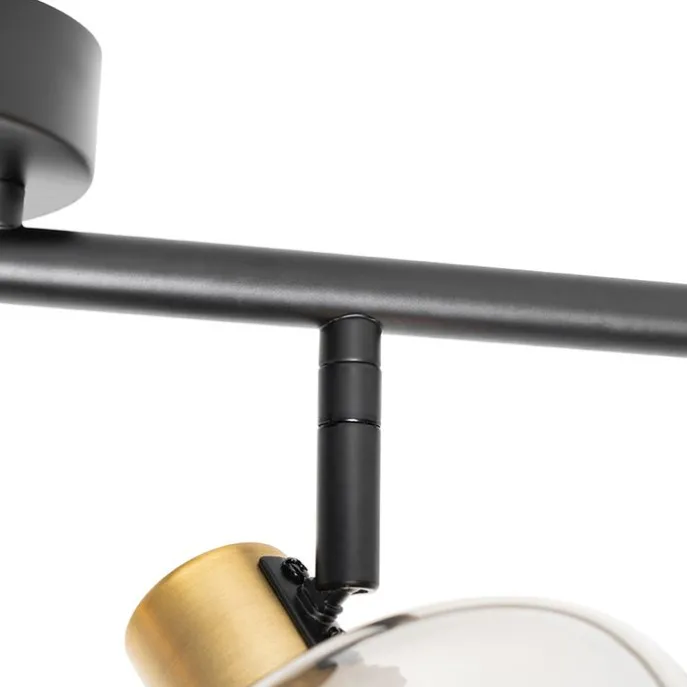 Deckenspot Schwarz mit Gold mit Rauchglas 4-flammig - Zuzanna
