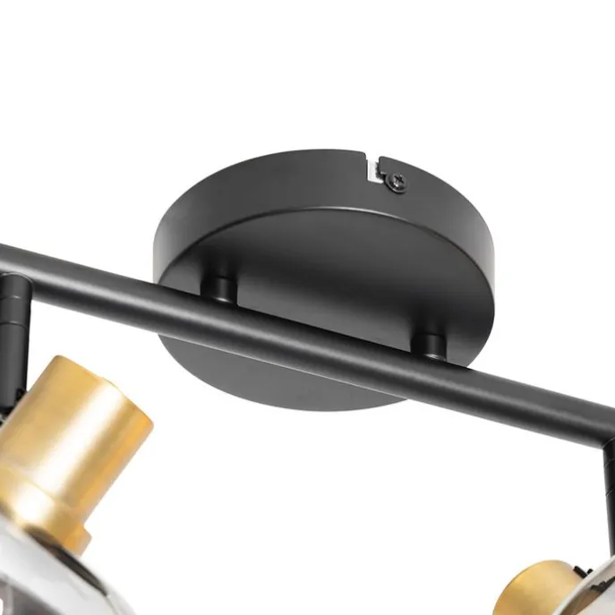 Deckenspot Schwarz mit Gold mit Rauchglas 4-flammig - Zuzanna