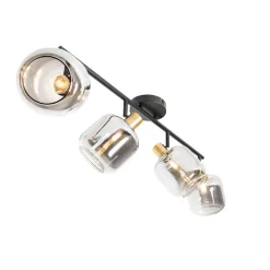 Deckenspot Schwarz mit Gold mit Rauchglas 4-flammig - Zuzanna