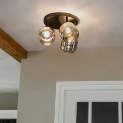 Deckenspot Schwarz mit Gold mit Rauchglas 3-flammig - Zuzanna