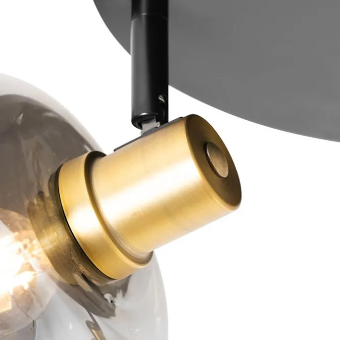 Deckenspot Schwarz mit Gold mit Rauchglas 3-flammig - Zuzanna