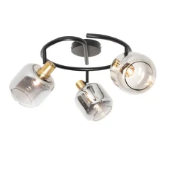 Deckenspot schwarz mit Rauchglas rund 3-flammig - Zuzanna