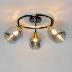 Deckenspot schwarz mit Rauchglas rund 3-flammig - Zuzanna