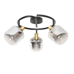 Deckenspot schwarz mit Rauchglas rund 3-flammig - Zuzanna