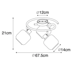 Deckenspot schwarz mit Rauchglas rund 3-flammig - Zuzanna
