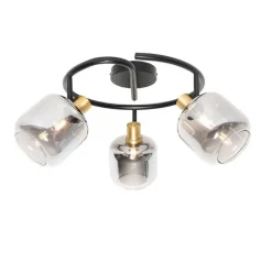 Deckenspot schwarz mit Rauchglas rund 3-flammig - Zuzanna