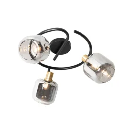 Deckenspot schwarz mit Rauchglas rund 3-flammig - Zuzanna