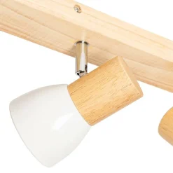 Deckenstrahler aus Holz mit weißem, verstellbarem 4-flammigen Strahler – Thorin