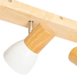 Deckenstrahler aus Holz mit weißem, verstellbarem 3-flammigen Strahler – Thorin