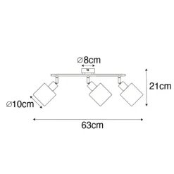 Deckenstrahler aus Stahl mit weißem Schirm, 3-flammig verstellbar – Hetta