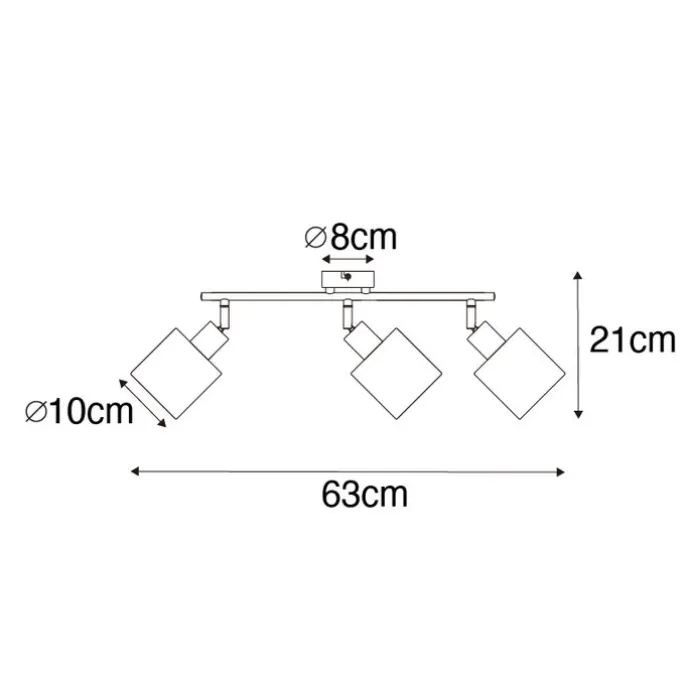 Deckenstrahler aus Stahl mit weißem Schirm, 3-flammig verstellbar – Hetta