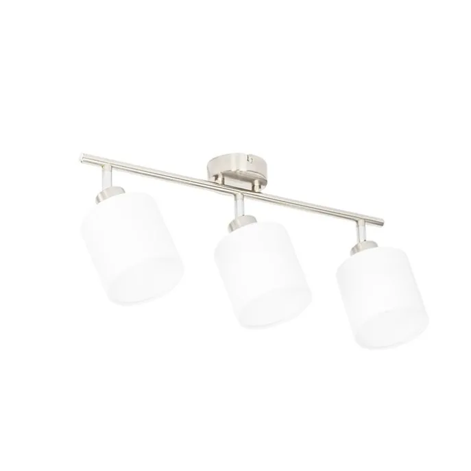 Deckenstrahler aus Stahl mit weißem Schirm, 3-flammig verstellbar – Hetta