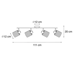 Deckenstrahler Gold mit Glas 4-flammig verstellbar - Laura