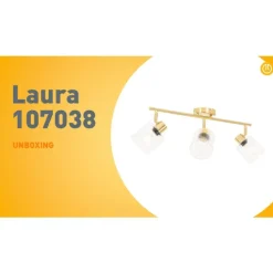 Deckenstrahler Gold mit Glas 3-flammig verstellbar - Laura