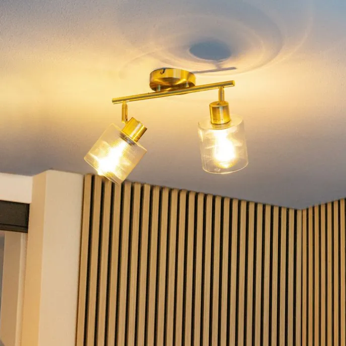 Deckenstrahler Gold mit Glas 2-flammig verstellbar - Laura
