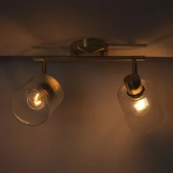 Deckenstrahler Gold mit Glas 2-flammig verstellbar - Laura