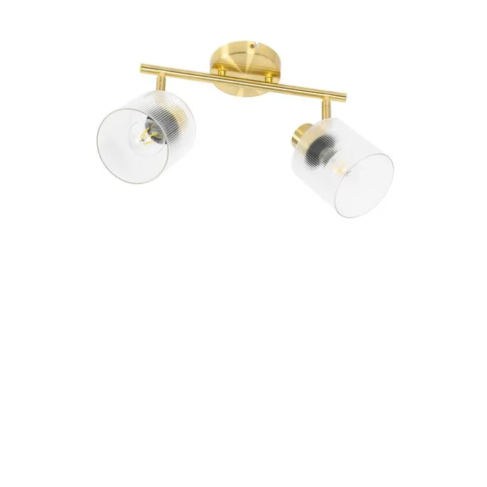 Deckenstrahler Gold mit Glas 2-flammig verstellbar - Laura