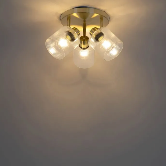 Deckenstrahler Gold mit Glas 3-flammig verstellbar rund - Laura