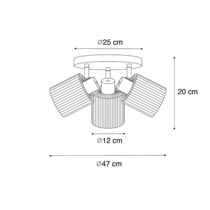 Deckenstrahler Gold mit Glas 3-flammig verstellbar rund - Laura